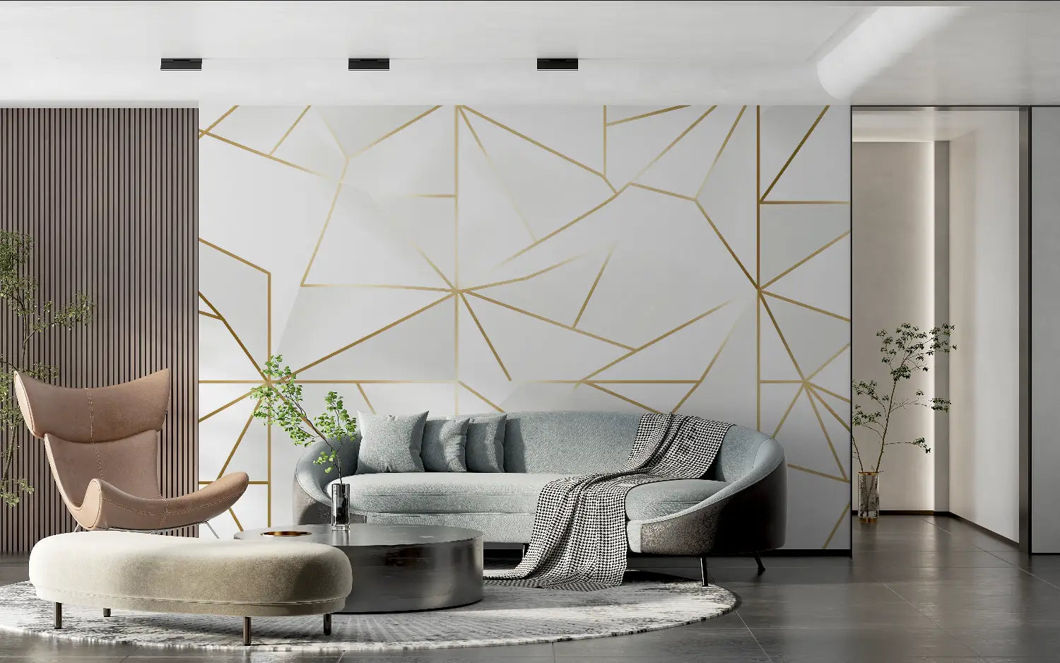 Golden Geometric Pattern Wallpaper - Second Image