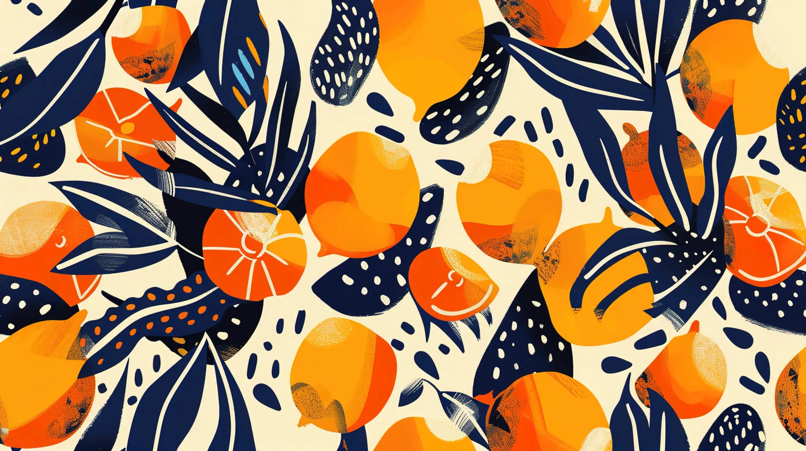 Papier Peint Motif Oranges Orange