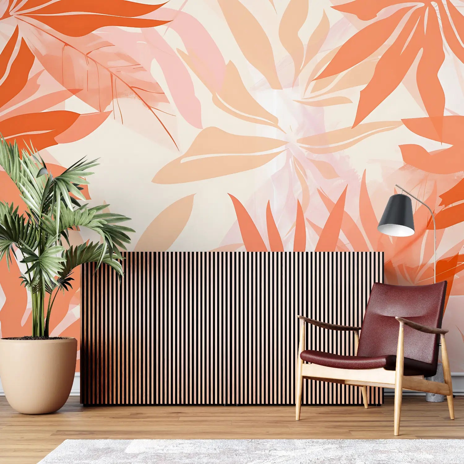 Orange Tropical Pattern Wallpaper - Second Image