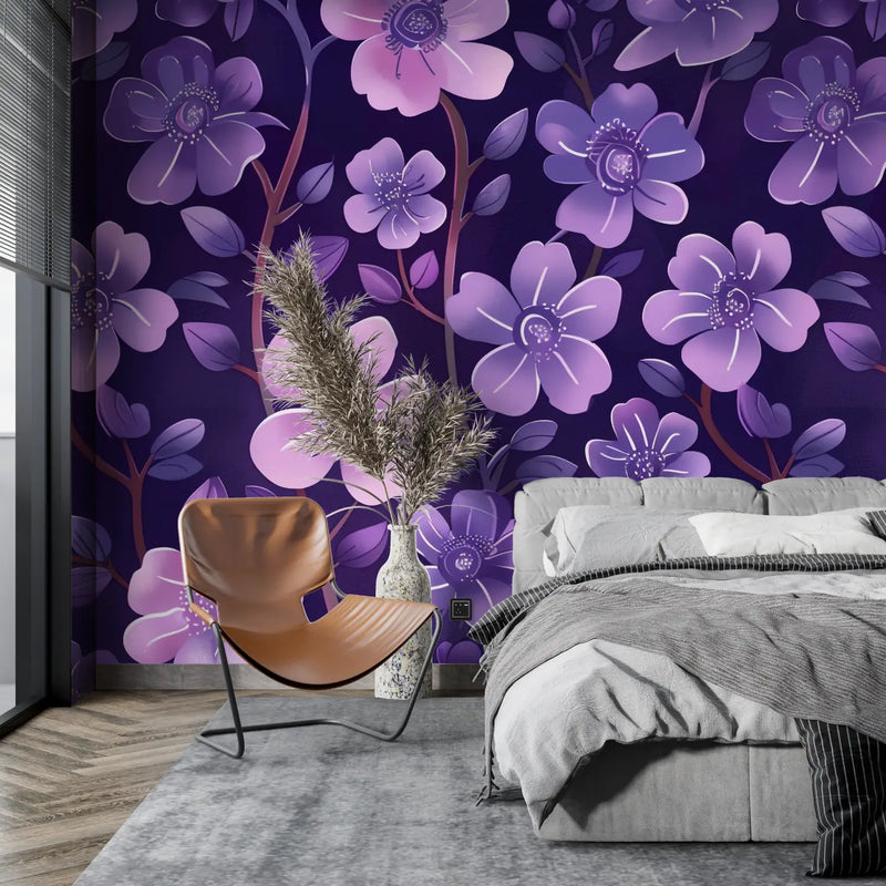 Papier Peint Motif Violet - tendance mur