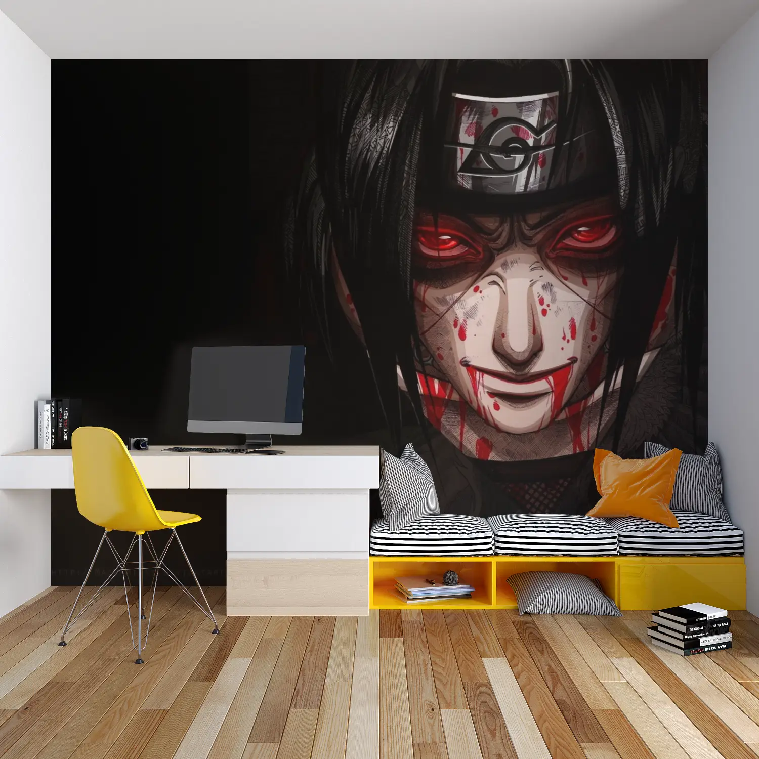 Papier Peint Naruto Uchiha Rouge - chambre spiderman