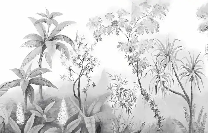 Black and White Jungle Wallpaper