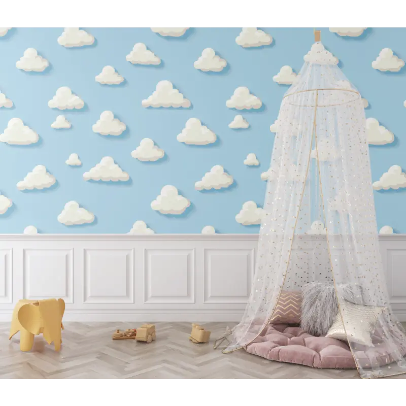 Blue clouds wallpaper for baby - Second Image