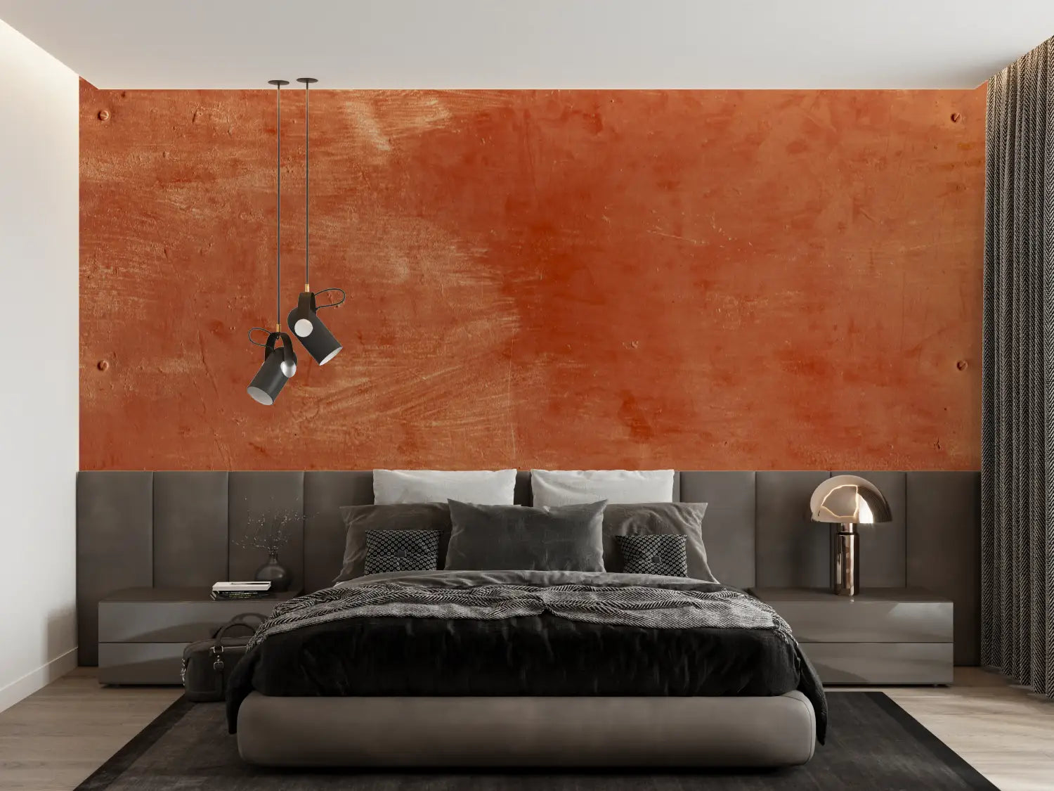 Papier Peint Ocre Rouge - trompe l'oeil