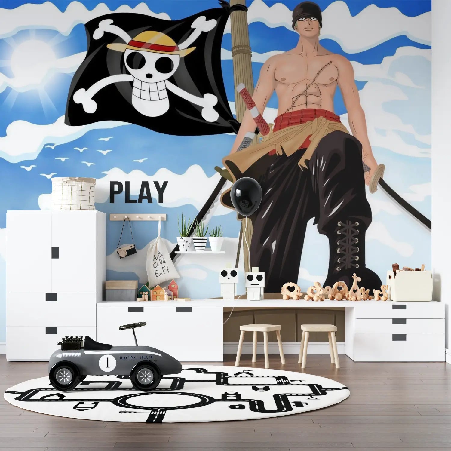 Papier Peint One Piece Drapeau Pirate Anime - tapisseries murale