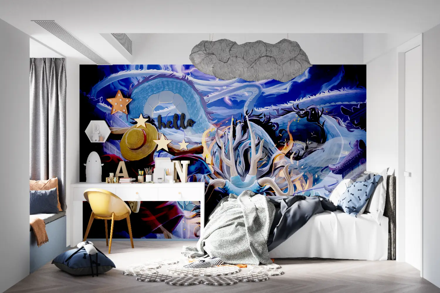 Papier Peint One Piece Luffy Vs Kaido - mur panoramique