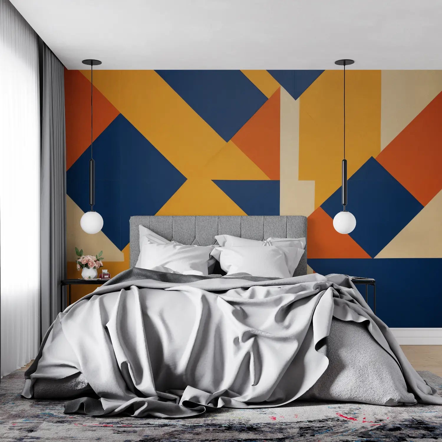 Orange and Blue Geometric Wallpaper - Second Image