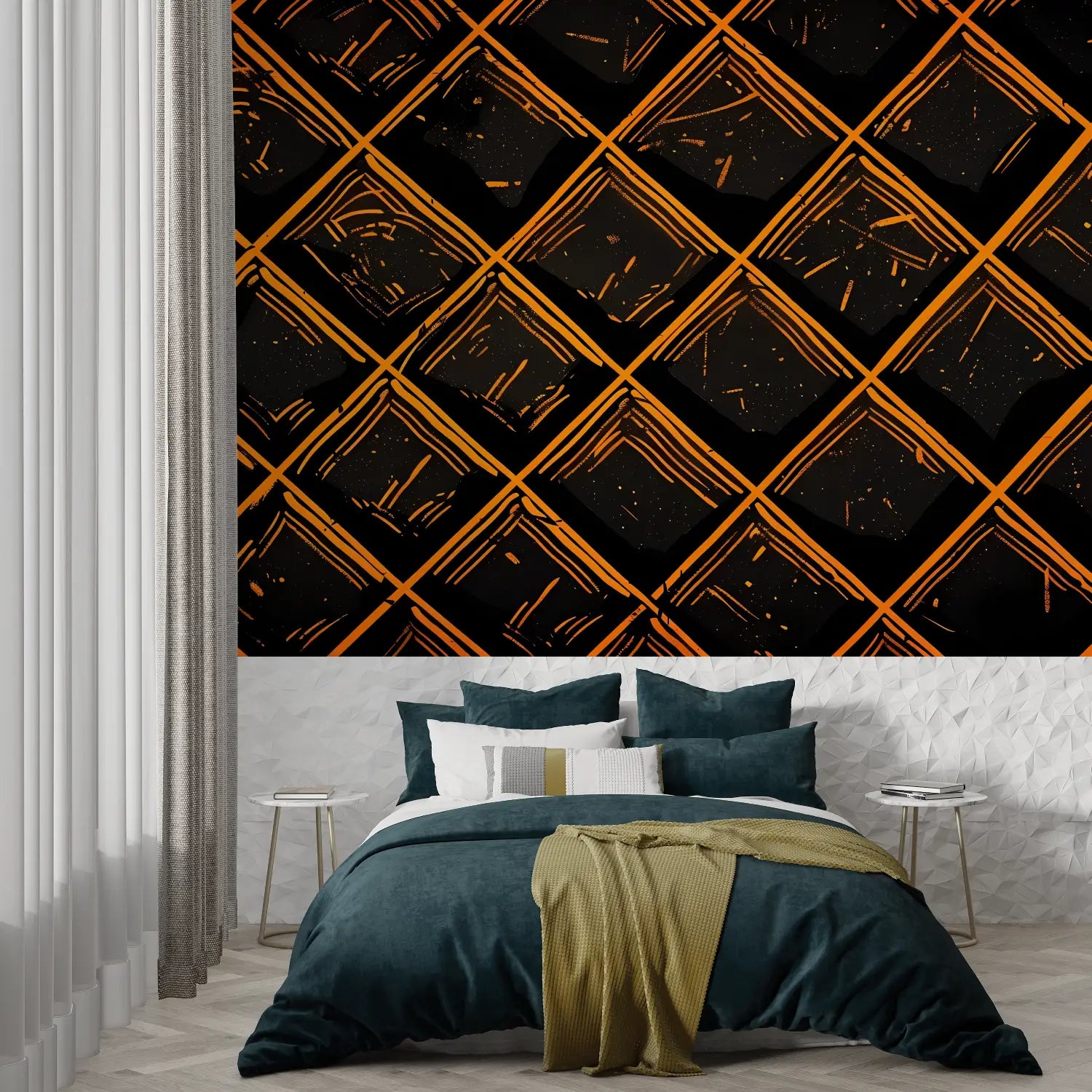 Orange and Black Patterned Wallpaper - Second Image