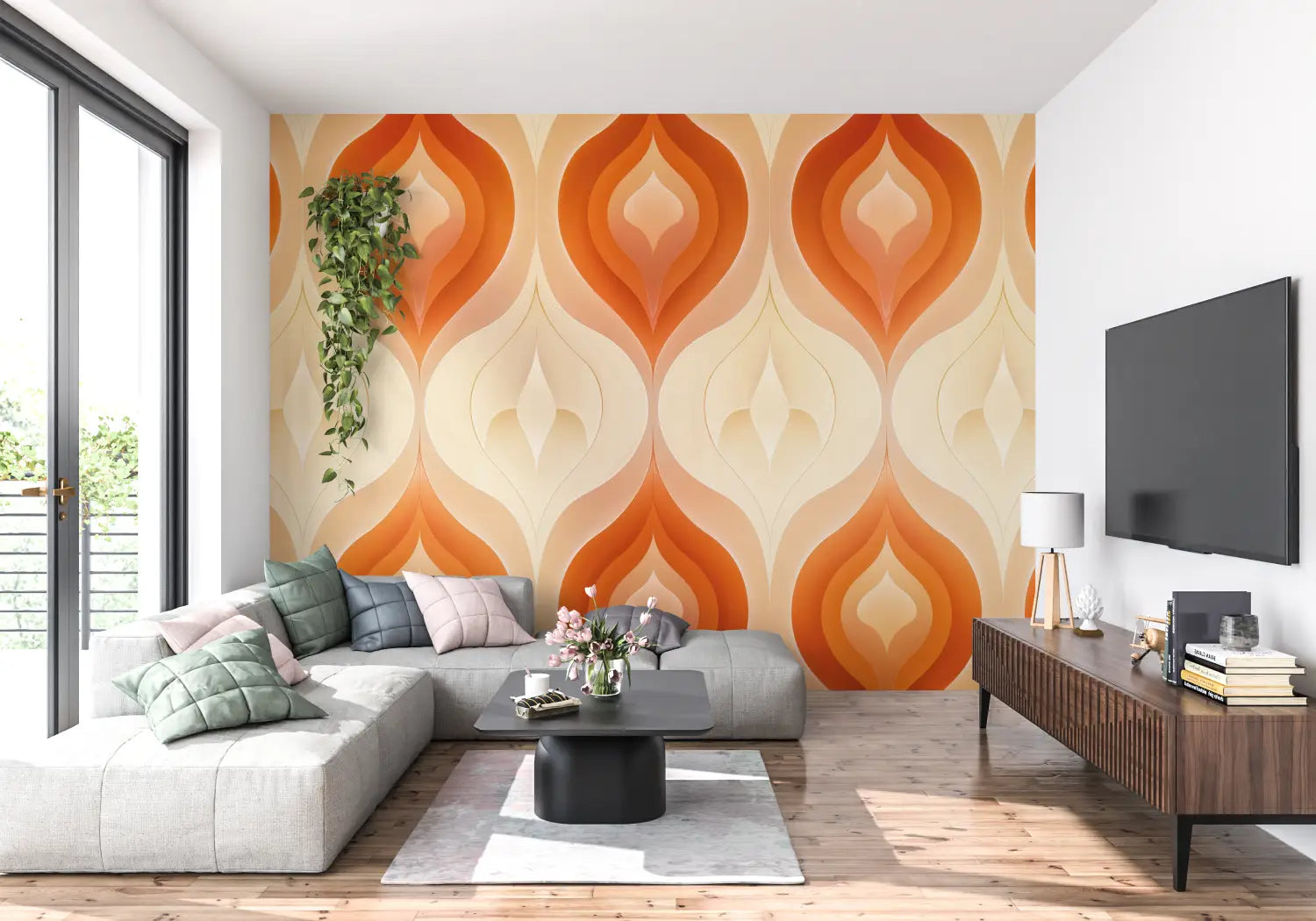 Orange Patterned Wallpaper - Second Image