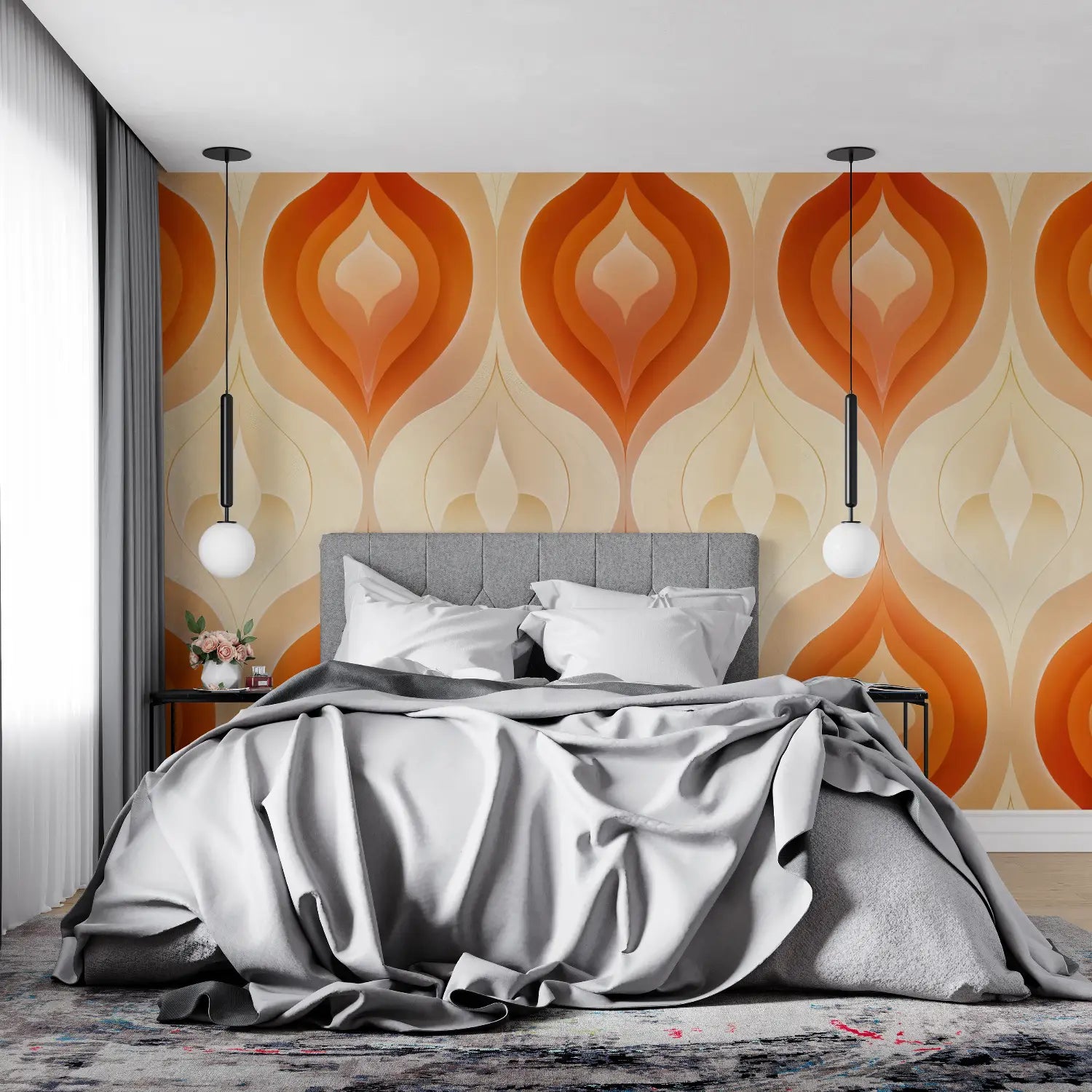 Papier Peint Orange Motifs - 4murs