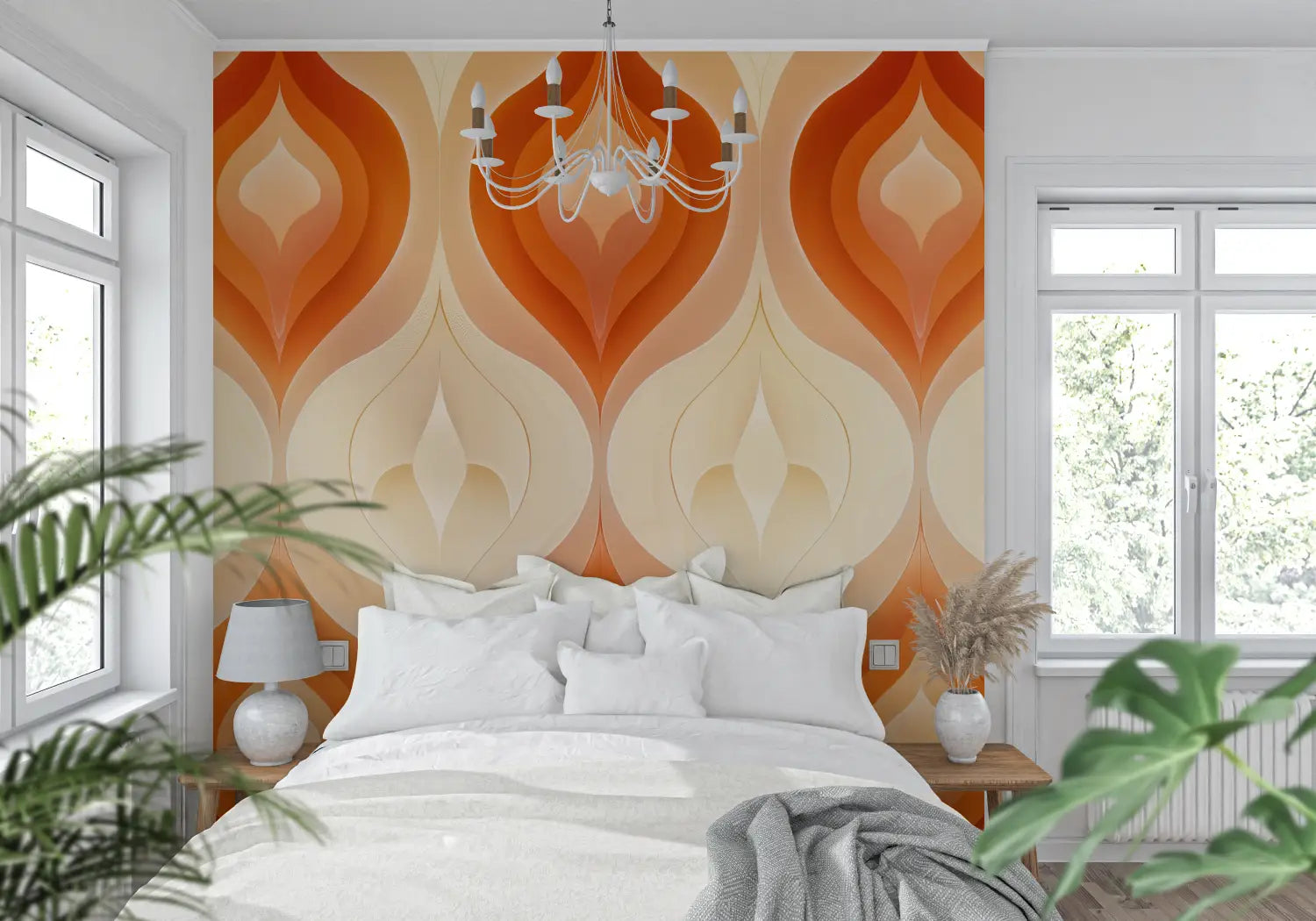 Papier Peint Orange Motifs - tendance mur