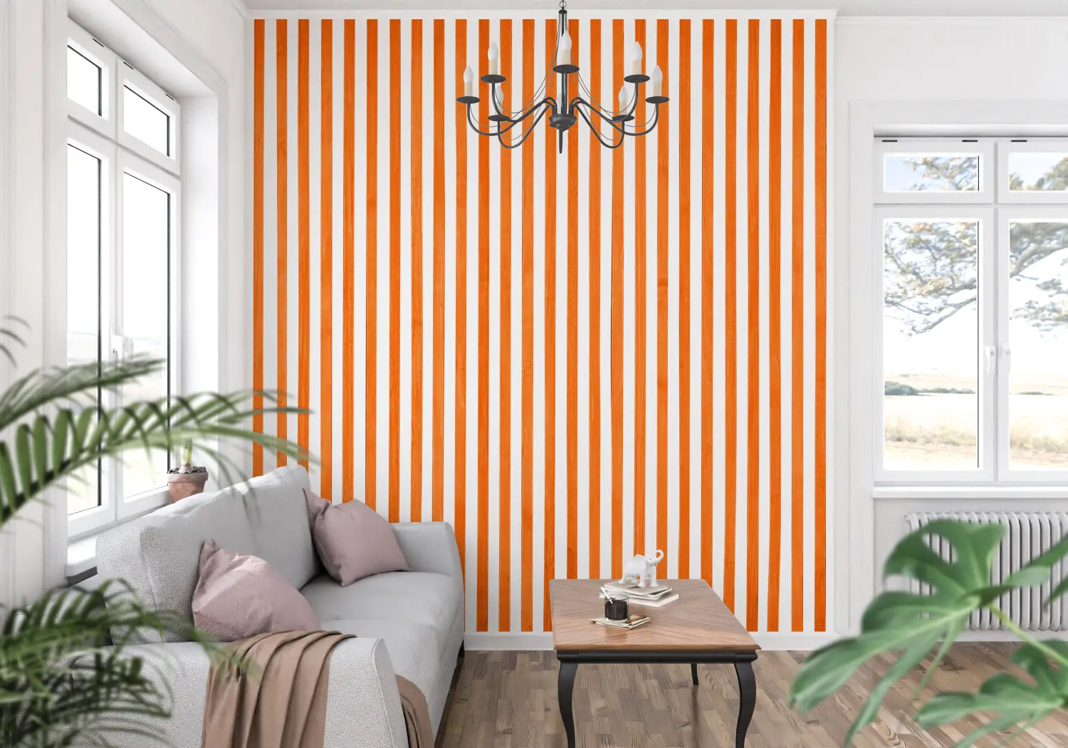 Terracotta Stripes Wallpaper - Second Image