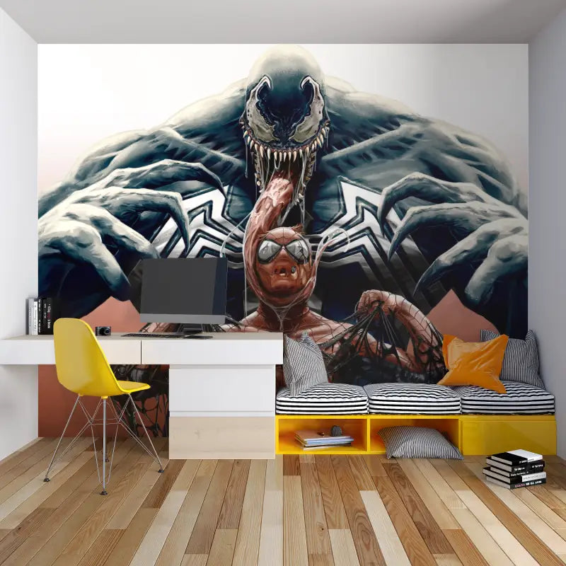 Papier Peint Spiderman Gros Venom - chambre garçon lit