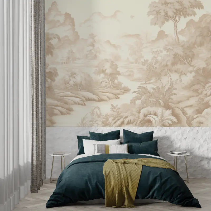 Toile De Jouy Beige Wallpaper - Second Image