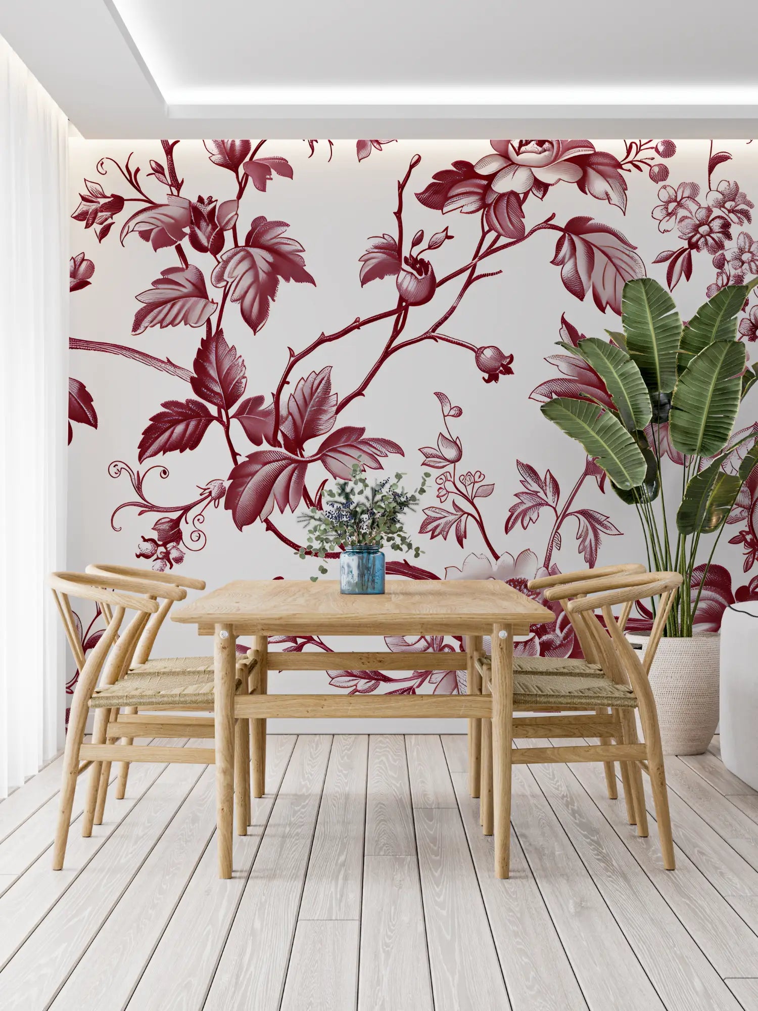 Toile De Jouy Wallpaper White Red - Second Image