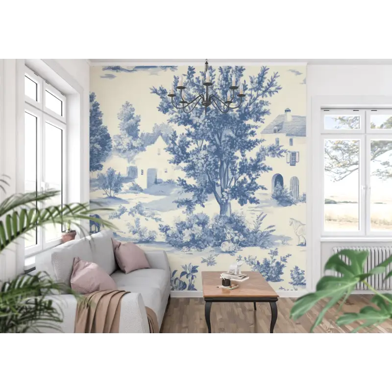 Toile De Jouy Blue Art Wallpaper - Second Image