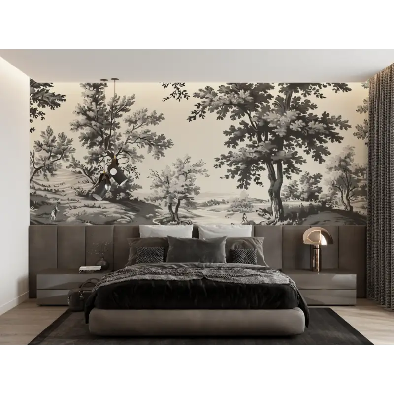 Gray Toile De Jouy Wallpaper - Second Image