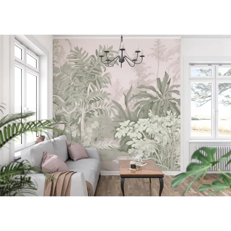 Toile De Jouy Jungle Pink Wallpaper - Second Image