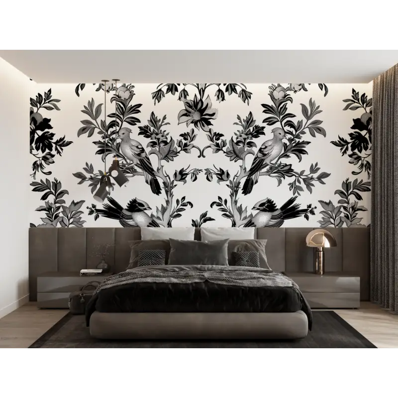 Black and White Toile De Jouy Wallpaper - Second Image