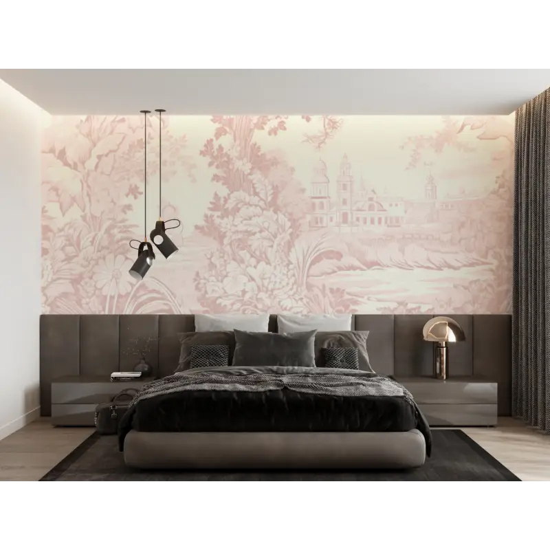 Pink Toile De Jouy Wallpaper - Second Image