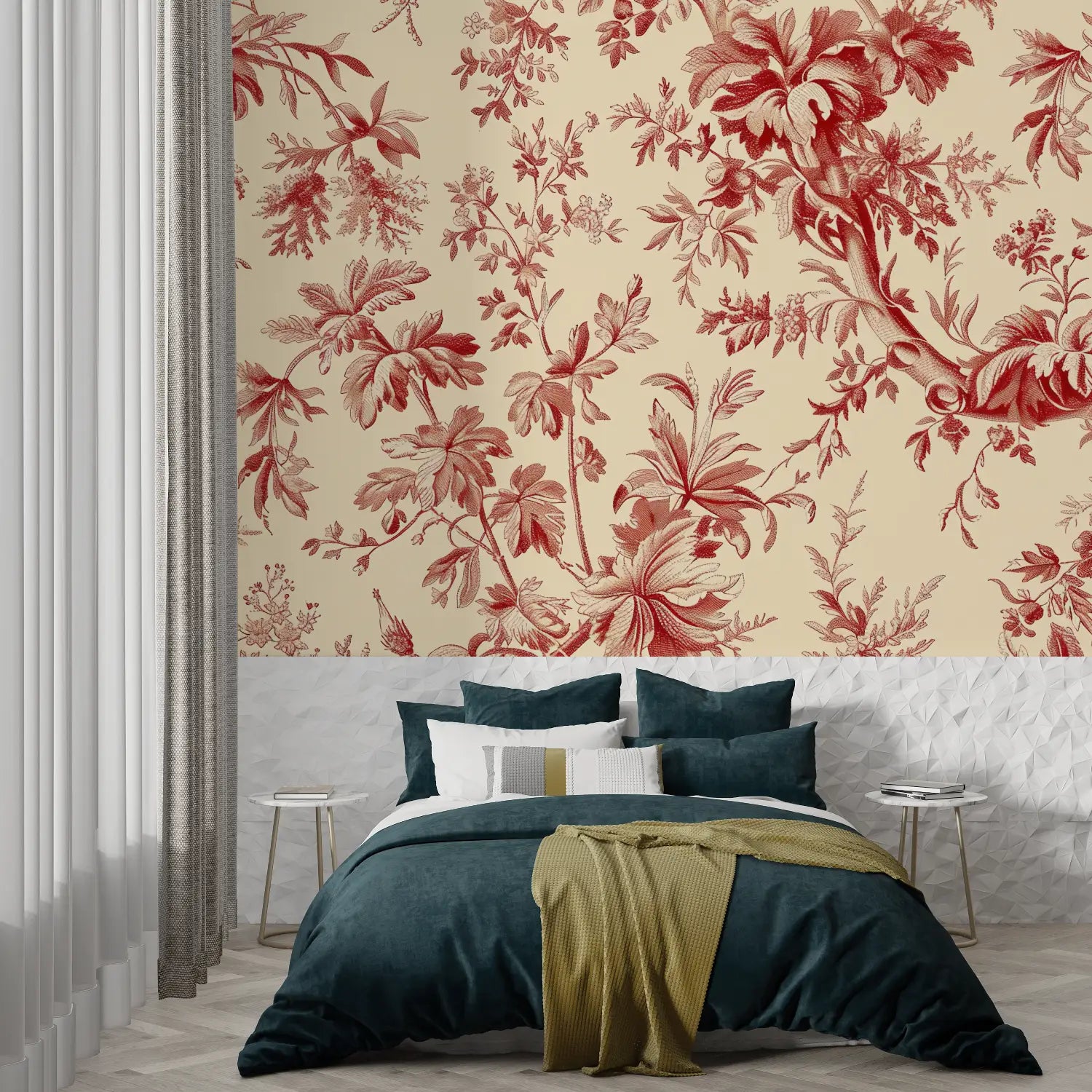 Red Toile De Jouy Wallpaper - Second Image