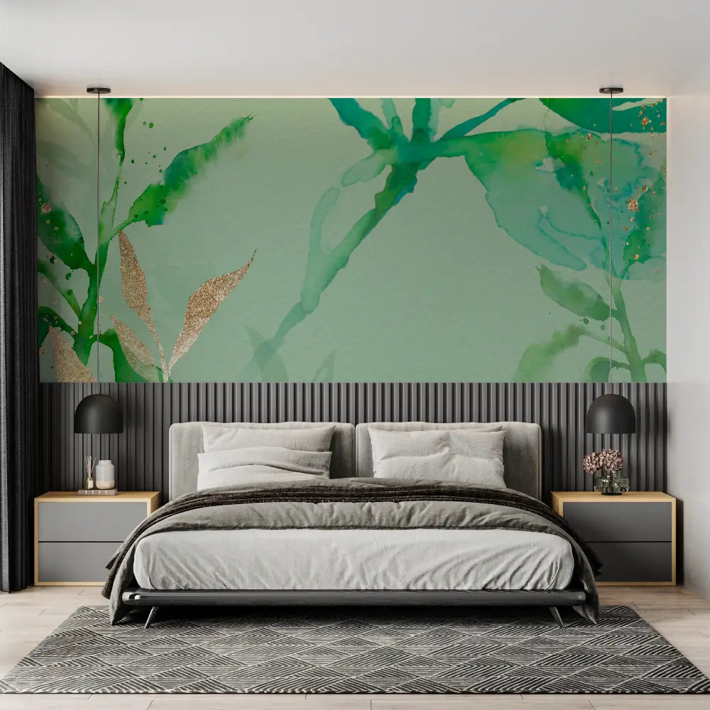 Papier Peint Vert d'Eau Chambre - chambre adulte