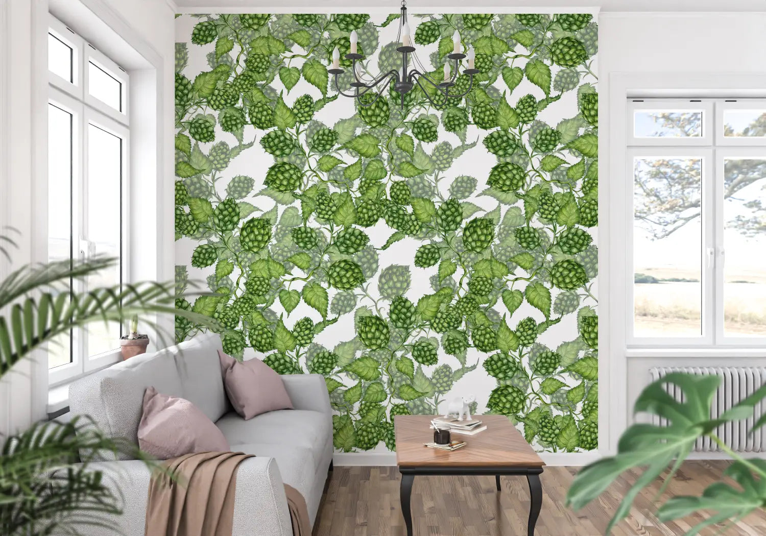 Papier Peint Vert Fleuri - tapisserie