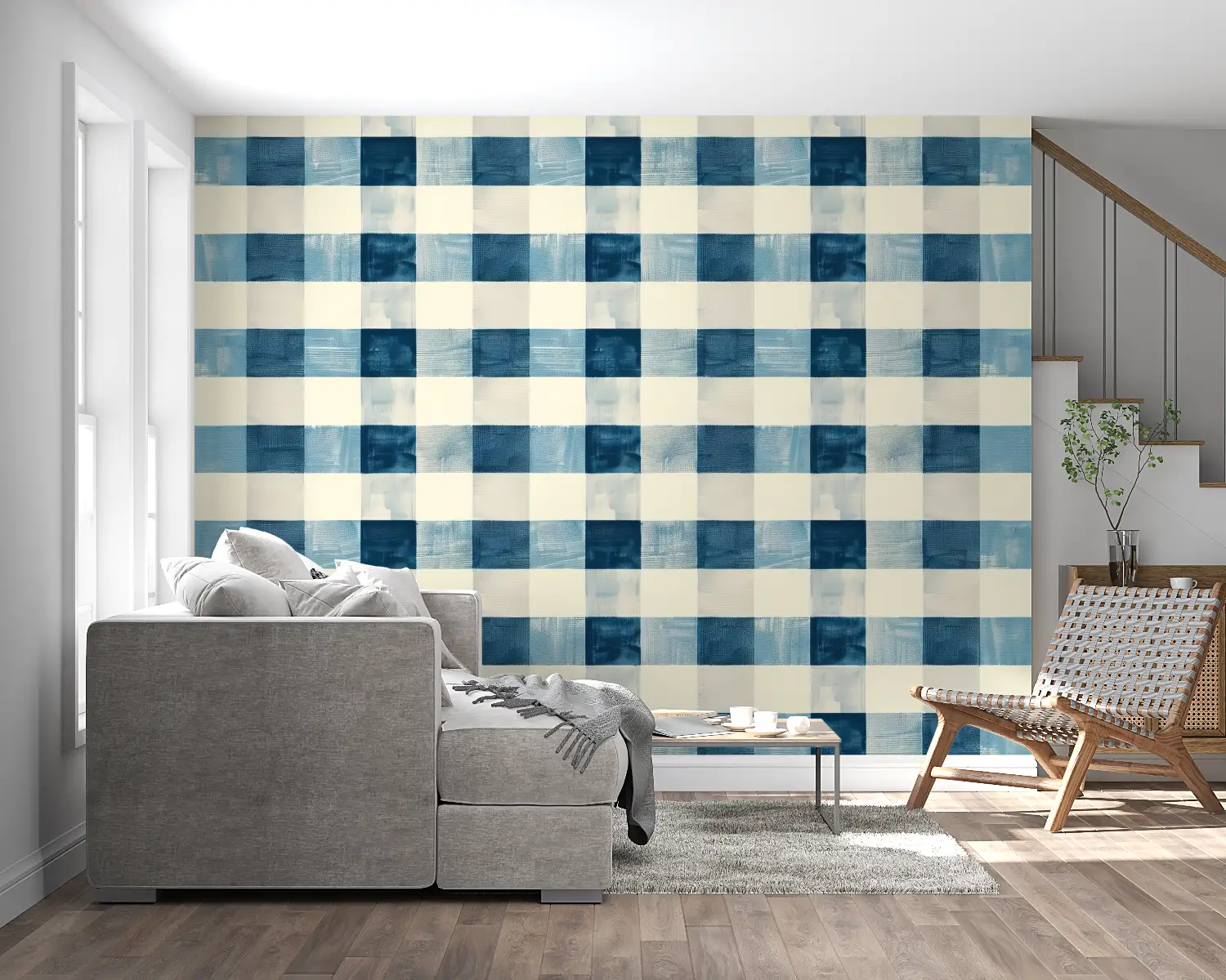 Blue Gingham Wallpaper - Second Image