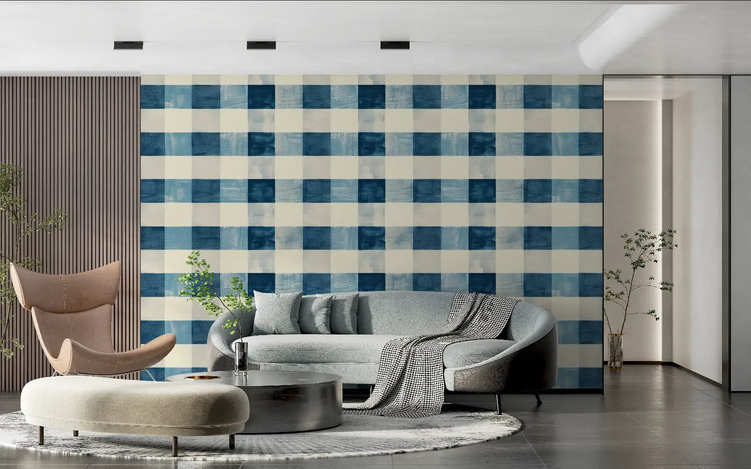 Blue Gingham Wallpaper - Second Image