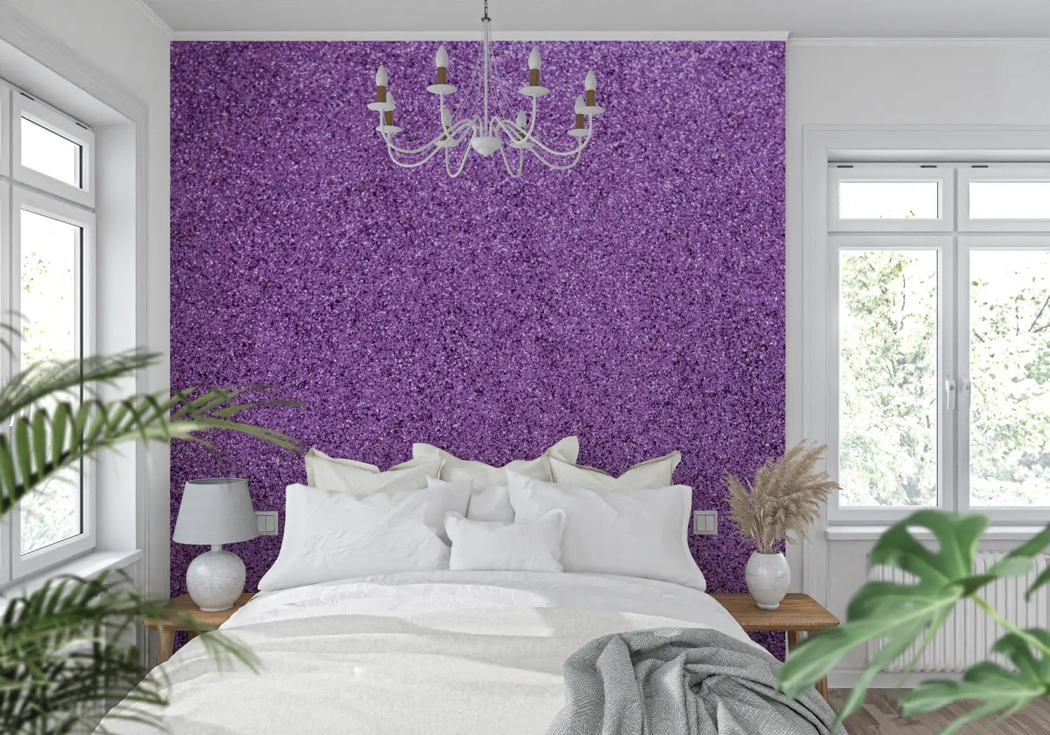 Papier Peint Violet Pailleté - tendance mur