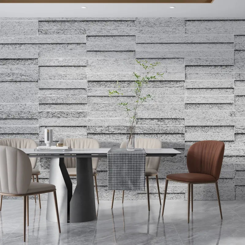 White Marble Brick Non-Woven Wallpaper - Second Image