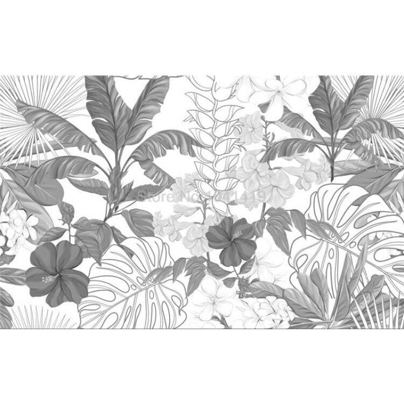 Black and White Tropical Panoramic Wallpaper - Second Image