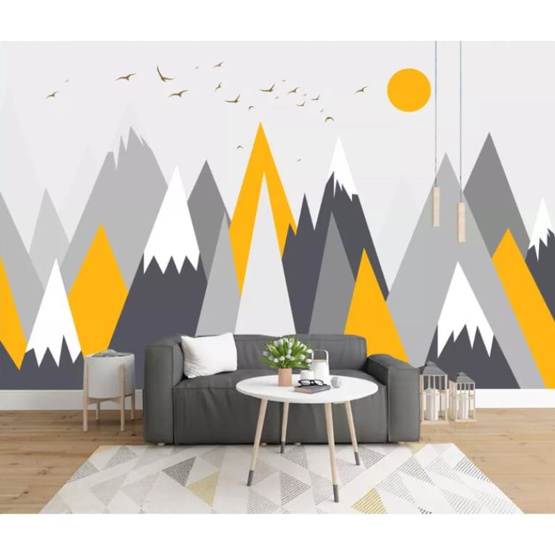 Scandinavian Yellow and Gray Wallpaper - Second Image