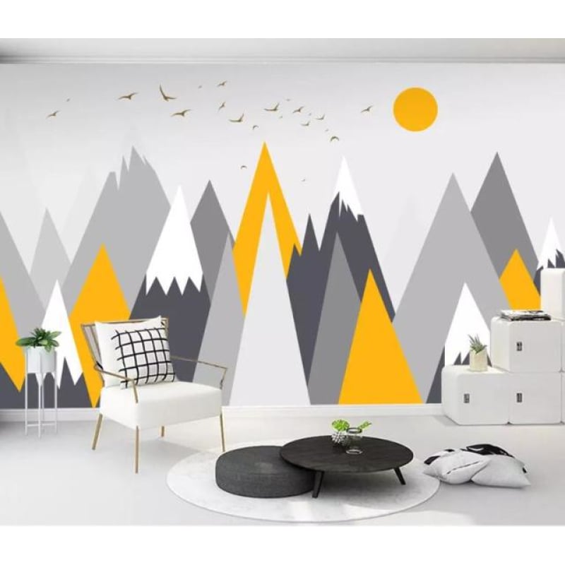 Scandinavian Yellow and Gray Wallpaper - Second Image