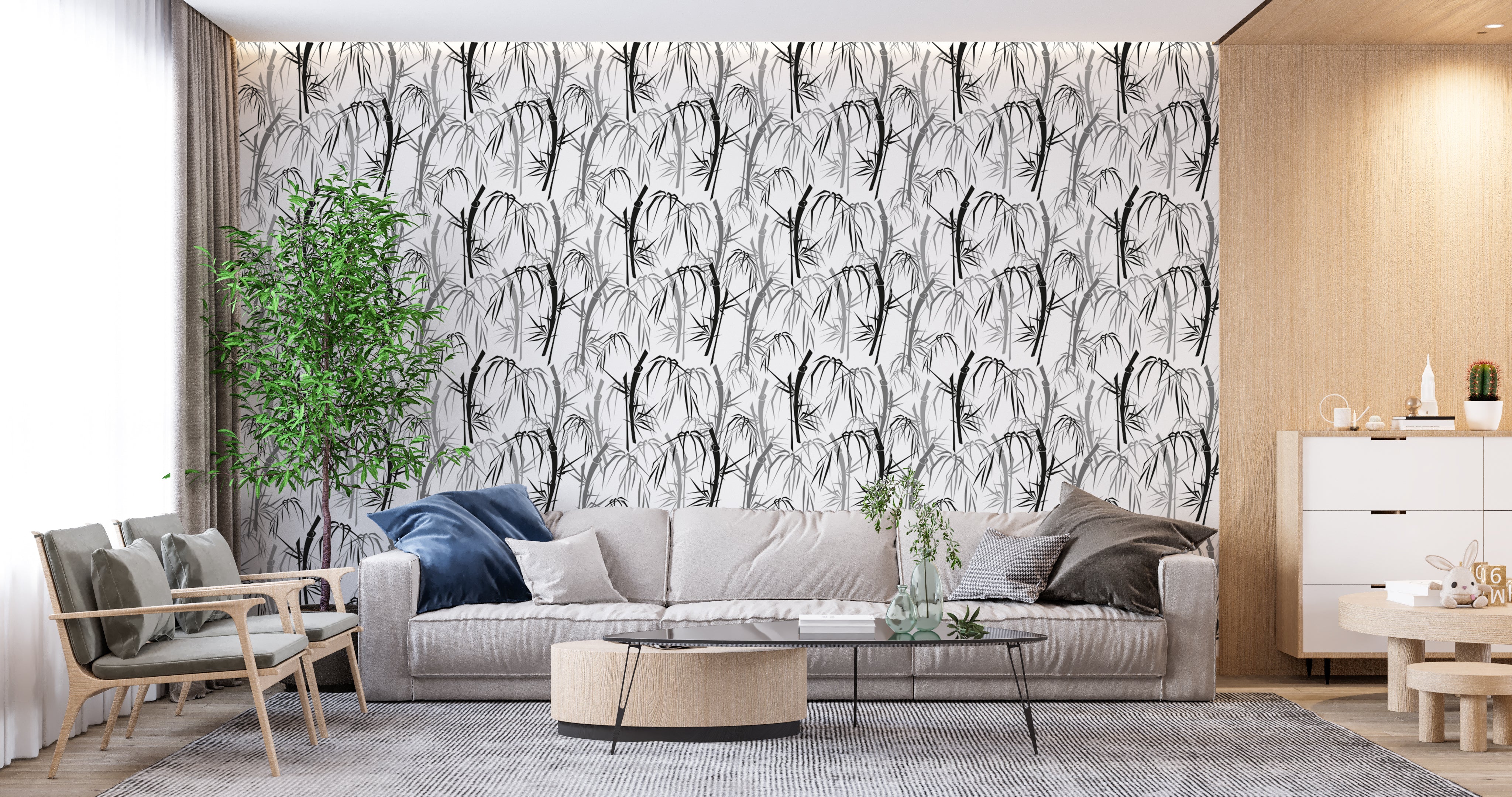 Black and White Bamboo Wallpaper - Second Image