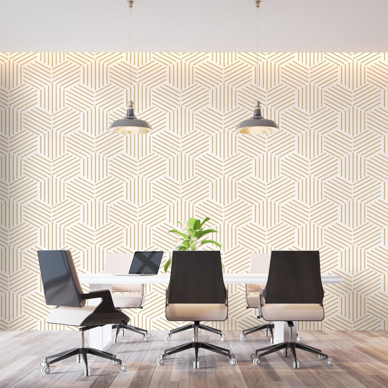 White and Gold Geometric Wallpaper - Second Image