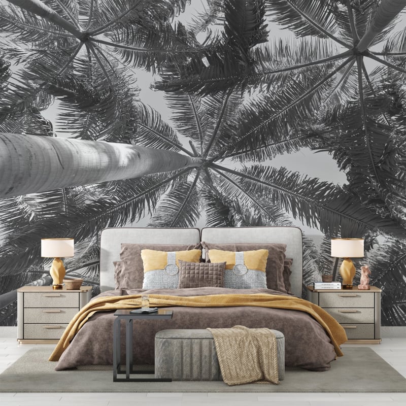 Black And White Palm Tree Wallpaper Bedroom - Second Image