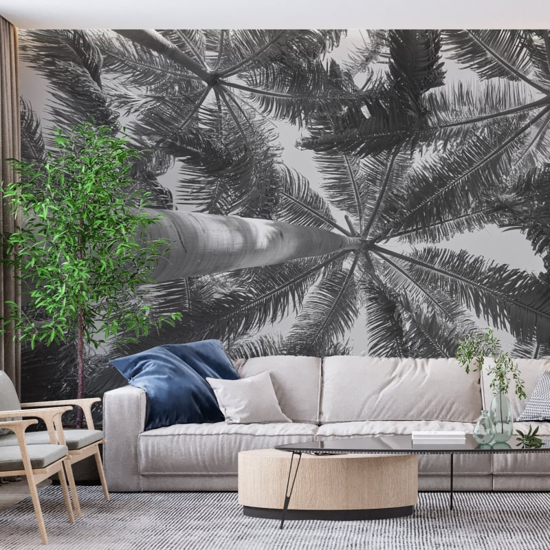 Black And White Palm Tree Wallpaper Bedroom - Second Image