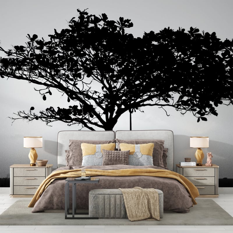 Panoramic Black And White Tree Wallpaper - Second Image