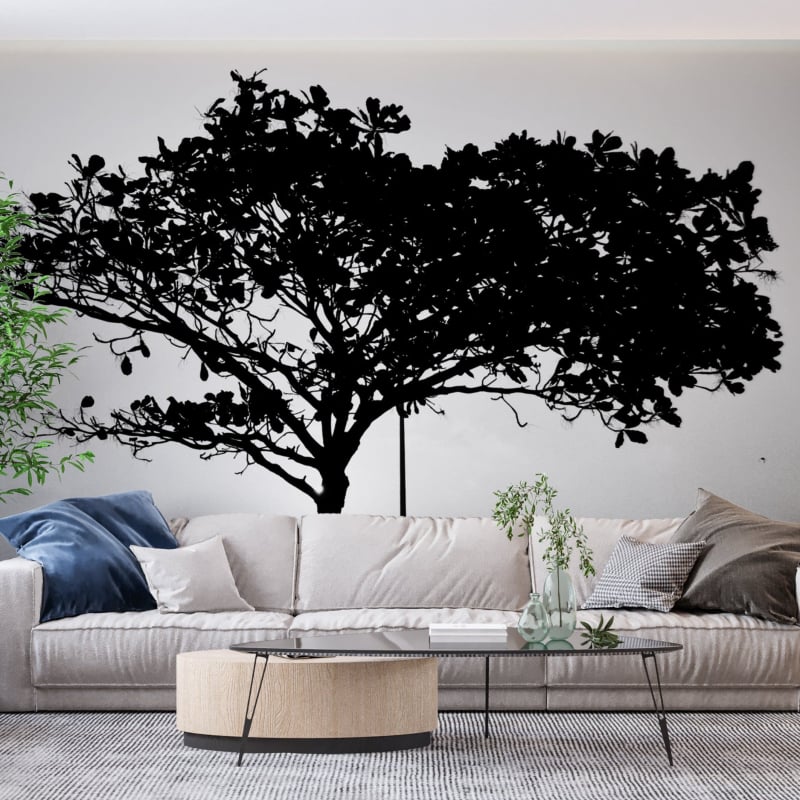 Panoramic Black And White Tree Wallpaper - Second Image